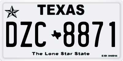 TX license plate DZC8871