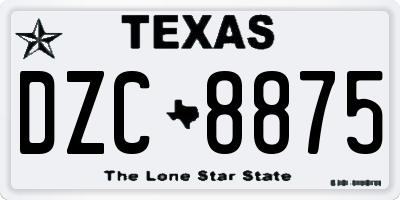 TX license plate DZC8875