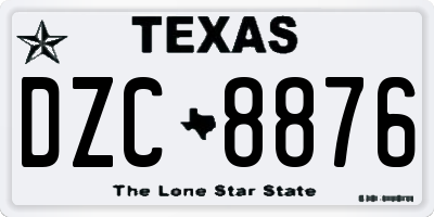 TX license plate DZC8876