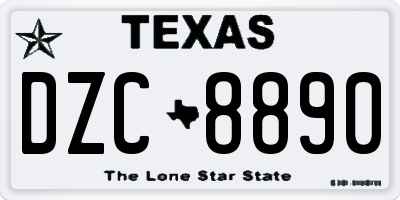 TX license plate DZC8890