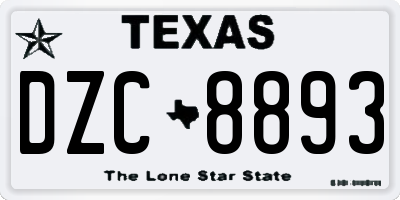 TX license plate DZC8893