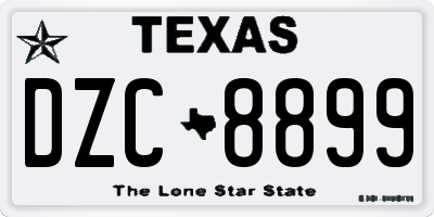 TX license plate DZC8899