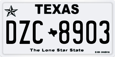 TX license plate DZC8903