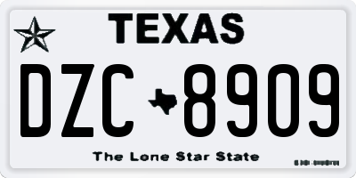 TX license plate DZC8909