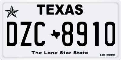 TX license plate DZC8910