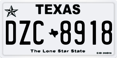 TX license plate DZC8918