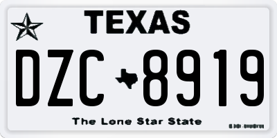 TX license plate DZC8919