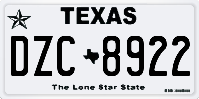 TX license plate DZC8922
