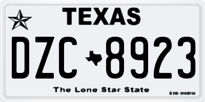 TX license plate DZC8923