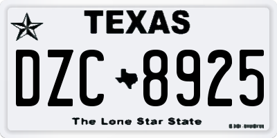 TX license plate DZC8925