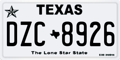 TX license plate DZC8926
