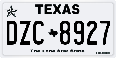 TX license plate DZC8927