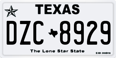 TX license plate DZC8929