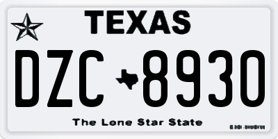 TX license plate DZC8930