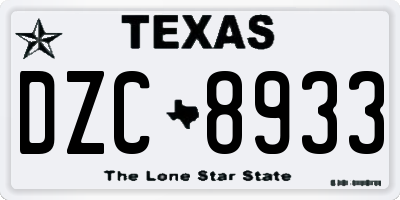 TX license plate DZC8933