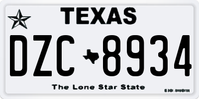 TX license plate DZC8934