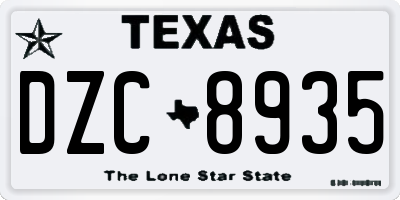 TX license plate DZC8935