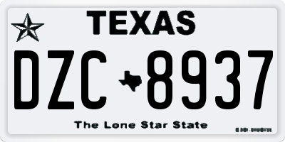 TX license plate DZC8937