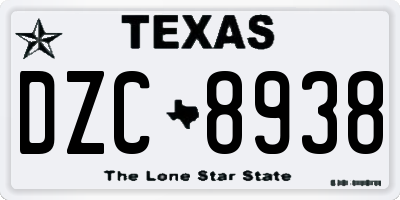 TX license plate DZC8938
