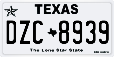 TX license plate DZC8939