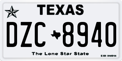 TX license plate DZC8940