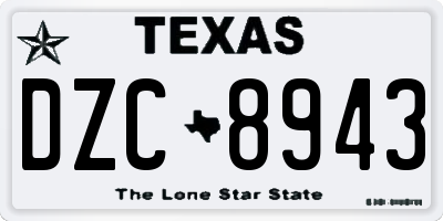 TX license plate DZC8943