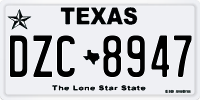 TX license plate DZC8947