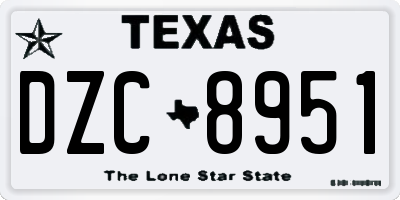 TX license plate DZC8951