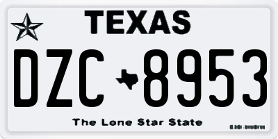 TX license plate DZC8953