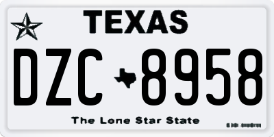 TX license plate DZC8958