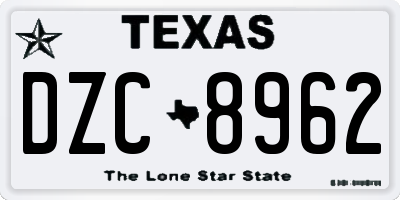 TX license plate DZC8962