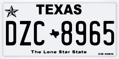 TX license plate DZC8965