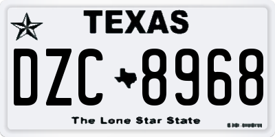 TX license plate DZC8968