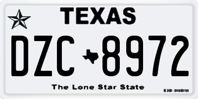 TX license plate DZC8972