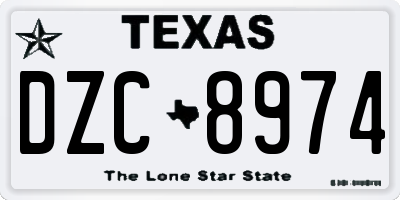 TX license plate DZC8974