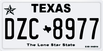 TX license plate DZC8977