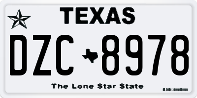 TX license plate DZC8978