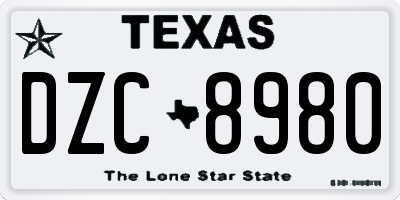 TX license plate DZC8980
