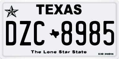TX license plate DZC8985