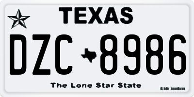 TX license plate DZC8986