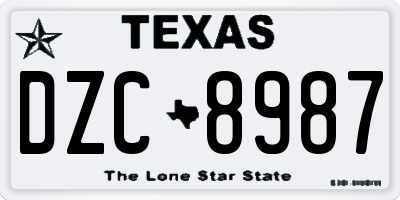 TX license plate DZC8987