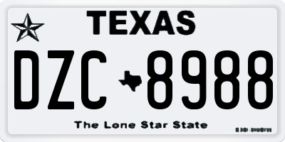 TX license plate DZC8988
