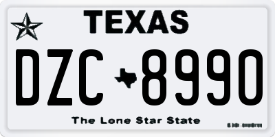 TX license plate DZC8990