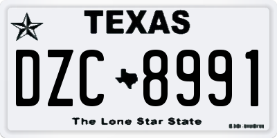 TX license plate DZC8991