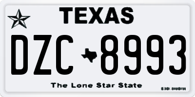 TX license plate DZC8993