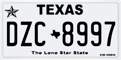 TX license plate DZC8997