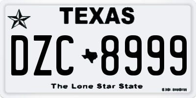 TX license plate DZC8999
