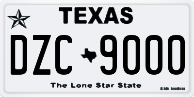 TX license plate DZC9000