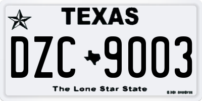 TX license plate DZC9003