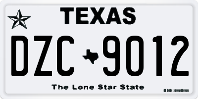TX license plate DZC9012